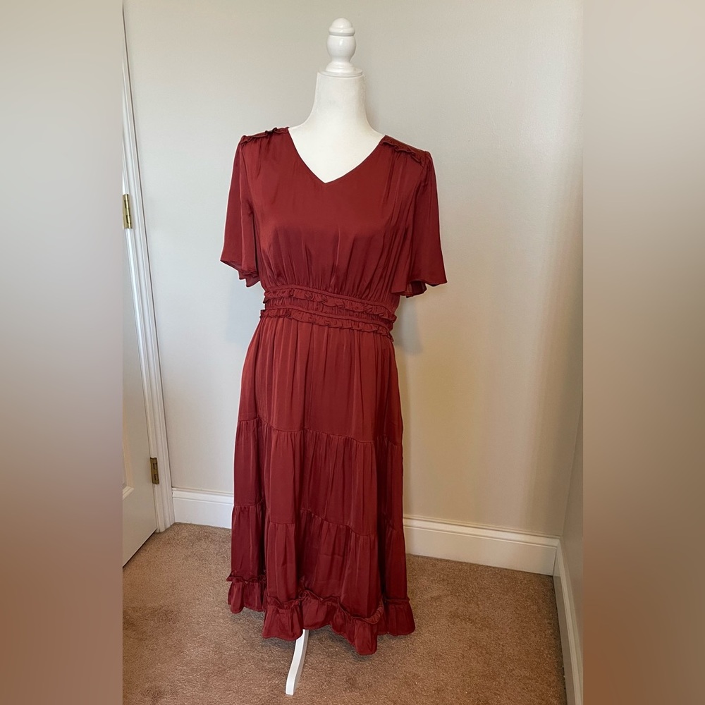 Tea n Rose Rust Midi Dress